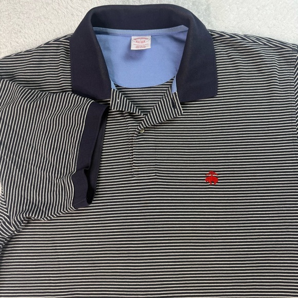 Brooks Brothers Navy and White Striped Polo - Picture 1 of 8